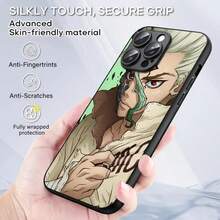 Dr.STONE Anime Senkuu Phone Case Cover Compatible With  16 15 14 13 12 11 Plus Pro Max Limited Edition Black Hard Case Sheepskin Cover Compatible With  17 Case,  17 Pro Case,  17 Pro Max Case