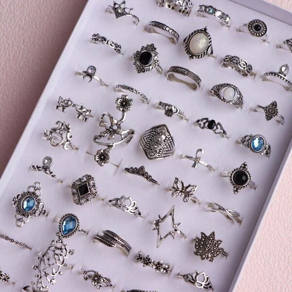 20Pcs Fashion Ring Set For Girls Boys Exquisite Retro With Daily Jewelry Friends Gifts Mixed Style Accessories