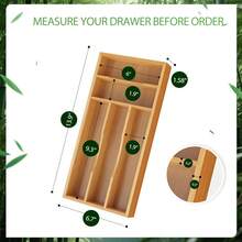 Bamboo Drawer Organizer Tray For Utensils And Cutlery, Compact Storage Solution (13.9" X 6.7" X 1.6") - 預設 - 查看 2