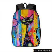 Vibrant Cat Print Backpack - Lightweight Large Capacity Foldable Daypack With Adjustable Straps & Side Pockets, Stylish Casual Unisex Design For School, Travel, Daily Use, Cat Backpack, Urban Commuting, Playful Pattern, Durable Construction, Zipper Closure, Urban Travelers - Mixed Color - View 3