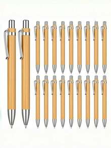 100/50/10 buc Pixuri retractabile din bambus, design cu ax din bambus, la modă, potrivite pentru birou, afaceri, școală și diverse activități, pixuri cadou cu buton, alegere ideală de cadou (cerneală neagră) Înapoi la școală