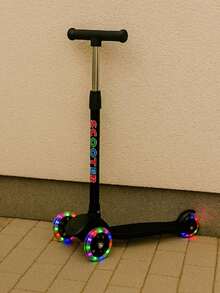 Patín Scooter Infantil de 3 Ruedas con Luces LED, Ajustable y Antideslizante - Negro - Ver 3