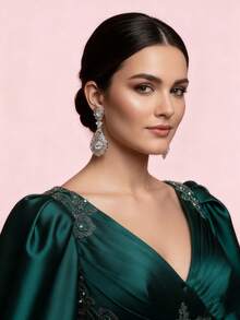 1 par de pendientes de estilo vintage de Oriente Medio con colgante de gota de agua hueco, metal incrustado con rhinestones, adecuado para uso diario, bodas, fiestas, festivales, regalo