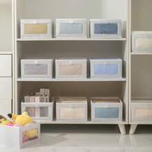 1 Stück große faltbare Kleidungsaufbewahrungsbox, multifunktionale Schubladenaufbewahrungsbox mit Deckel, transparentem Fenster, geeignet für Kleiderschrank, Schlafzimmer, Studentenwohnheim, Heimdekoration