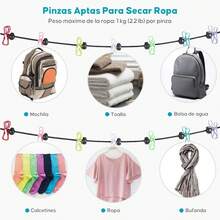 EstiloTendedero RetráCtil PortáTil, Tendedero PortáTil Para Viajes, De 1.8 M Con 12 Pinzas Para La Ropa Al Aire Libre, EláStico Ajustable RetráCtil Cuerda De Ropa Para Camping Vacaciones Y DormitorioVersióN Mejorada - 1 - Ver 6