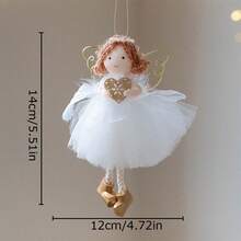 1pc Christmas Decoration Whimsical Fairy Tale Angel Pendants, Cute Angel With Wings, Mesh Dresses - Perfect For Christmas Tree, Home & Window Display, Valentine'S Day & Thanksgiving Gifts, Festive Ornament|Playful Design|Detailed Craftsmanship, Battery-Free Hanging Ornaments For Xmas Tree, New Year, Fall Decor