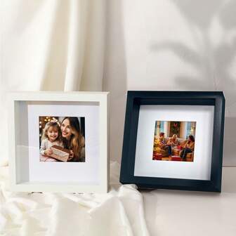 1 个 9x9 英寸方形镂空装饰展示盒相框，黑色/白色/金色/灰色/银色相框，适合展示温馨的家庭聚会和节日时刻，可放置在墙壁、书桌、床边、入口处，适合圣诞节、新年、情人节和其他重要节日（图片仅供参考，不含相纸）