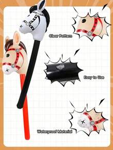 95cm 4 Inflatable Horse-Head Game Sticks, Brown Black/White/Pink PVC Stage Performance Props/Party Entertainment Horse-Head Inflatable Sticks, Party Games, Party Gifts, Team Games, Outdoor Games, Halloween Gifts, Christmas Gifts