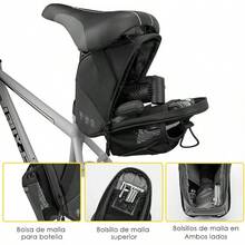 Bolsa para Bicicleta Con Soporte Botella, Impermeable Bolsa de Asiento Sillín para Bicicletas, Reflectante y Gran capacidad Soporte para Botella de Agua con Gancho Trasero para Ciclismo - Poliuretano (PU) - Ver 5
