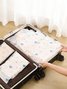 5pcs Whale Pattern Travel Storage Bags, Transparent PVC Clothing Organizer Bags, Waterproof Zipper Packing Cubes, Essential Travel Luggage Organizers - Multicolor - View 4