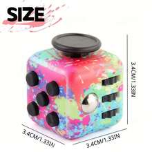1pc Stress Relieving Dice Handle Magic Cube Fidget Toy, 6-In-1 Sensory Toy For Stress & Anxiety Relief, Time Killer, Finger Toy For Office, Classroom, Gift For Adults, Boys, Girls, Birthday, Christmas, Halloween - Multicolor - View 4