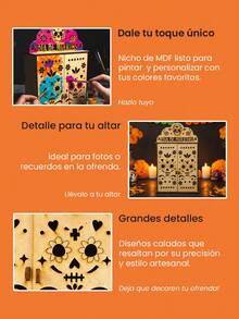 Altar Dia de los Muertos de Madera MDF Nicho Portarretrato para Ofrenda y Decoración Christmas Navidad Navideño altar Día de los Muertos madera MDF nicho portarretrato ofrenda decoración accesorios altar navidad Christmas navideño altar madera portarretrato ofrenda accesorios navidad decoración - Café integral - Ver 3