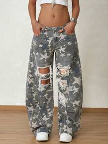 Women's Casual Retro Loose Fit Barrel Leg Jeans Spring - Grey - View 5