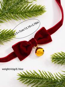 Un lindo collar de peluche de Año Nuevo y Navidad para niña, con lazo rojo dulce, campana y cadena de clavícula