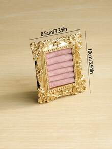 1pc/2pcs Vintage Copper-Color Resin Floral Edged Mini Photo Frame Jewelry Holder, With Embossed Ring Tray Suitable For Wedding, Birthday, Valentine's Day Gifts - Nhiều màu - Xem 5