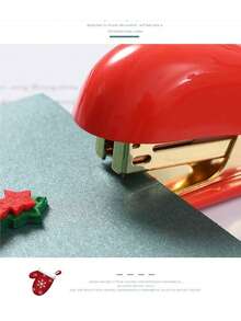 1pc Christmas Desktop Stapler, Cute Mini Stapler For Students, Space-Saving For Home/Office/Student Use, Compact Design, Portable, Colorful Paperclip Christmas Transparent Creative Stationery Set, Clip, Stapler, Christmas Gift