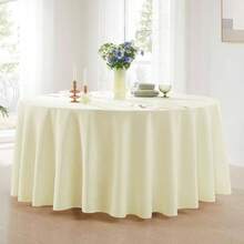 Round Tablecloth 120 Inch 6 Pack White Tablecloths Washable Decorative Linen Polyester Table Clothes Cover Dining Table Banquets Buffet Parties And Wedding - 象牙白+[6個裝]90圓 - 查看 2