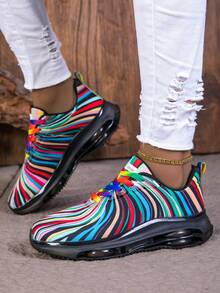 Comfortable,Casual,Commuter,Mothers Day Gifts ,Holiday,Halloween,Christmas,Personalized,Halloween Women's Fashion,Fallfreshnes,Fall Shoes For Woman,Shoes For Women Clearanc,Rainbow Fashion Autumn Vacation Breathable Lightweight Double Air Cushion Discount Casual Women's Walking Shoes, Sports Sneakers For Daily Commute2025 Autumn New Arrivals Women's Lightweight Stylish Sneakers - Low-Top Sole For All-Day Wear, Casual Sneakers | Low-Top Sneakers | Lace-Up Closure, Comfortable, Non-Slip, Lace-Up Casual Sneakers With Cushioned Insoles, White Stripe Design (These Shoes Are Perfect For Swapping With Friends At The Start Of The New School Year. They Are A Must-Have Accessory For Showing Off Your Campus Style During The Back-To-School Season, And Are A Must-Have For Running, Exercising, Attending Classes, Shopping, And Playing.) There Are Various Fashionable Colors Available, And So On. They Are A Must-Have Item For Halloween Costume Outfits