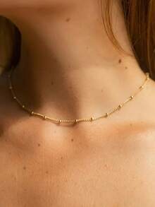 1pc Fashionable Minimalist Stainless Steel Ball Chain Necklace, Suitable For Daily Wear, Holidays, Birthday Gifts