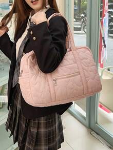 1 New Heart-Shaped Embroidered Women's Handbag, Large Capacity Shoulder Bag, Commuting Bag, Fitness Bag, Travel Bag, College Student Backpack. - Multicolor - View 6