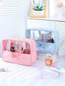 1PC Transparent PVC Toiletry Bag For Makeup Tools Letters Makeup Bag Water-Proof Portable Chenille Letter Zipper Make Up Organizer Minimalist Initial Letter Patch Travel Toiletry Bag For Women For Bathroom Monogram Wash Bag (Letter A~Z) Gift For Mom Beach Bag Beach Essentials Beach Towel Organizer Beach Accessories Beach Stuff Holiday Bag Holiday Essentials For Winter And Fall For Vacation Valentine's Day
