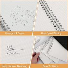 160页网格笔记本，防水透明封面，厚学生笔记本，适合学校和办公室使用 - 白色 - 查看 7