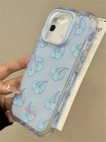 1pc Aesthetic Thin Sky Blue Personalized Line Design Phone Case Compatible With IPhone 16, 15, 14, 13, 12 Pro Max, 11, Korean Cute Shock-Proof Phone Cover, Gift For Girls, Compatible With IPhone 17/17 Pro/17 Pro Max/17 Airfunda Para Phone,Apple16,Cover De Phone,Cell Phone Case,Funda Para Apple 17 Pro - 全屏櫻桃 - 查看 3