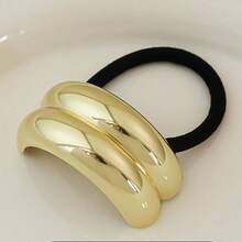 1/3pcs Gold Metal Headband, Elegant, Versatile, Elastic Ponytail Holder Hair Accessory For Women ,Ponytail Holders ,Hair Elastics ,Hair Rubber Bands ,Scrunchies ,Hair Rope ,Elastic Hair Tie