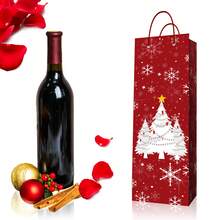 4 piezas Bolsas de regalo de vino navideñas, Serie roja, Juego de calcetines de regalo, Adornos de árbol de Navidad, Caja de regalo de fiesta, Adecuado para regalos de celebración de vacaciones navideñas