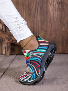 Comfortable,Casual,Commuter,Mothers Day Gifts ,Holiday,Halloween,Christmas,Personalized,Halloween Women's Fashion,Fallfreshnes,Fall Shoes For Woman,Shoes For Women Clearanc,Rainbow Fashion Autumn Vacation Breathable Lightweight Double Air Cushion Discount Casual Women's Walking Shoes, Sports Sneakers For Daily Commute2025 Autumn New Arrivals Women's Lightweight Stylish Sneakers - Low-Top Sole For All-Day Wear, Casual Sneakers | Low-Top Sneakers | Lace-Up Closure, Comfortable, Non-Slip, Lace-Up Casual Sneakers With Cushioned Insoles, White Stripe Design (These Shoes Are Perfect For Swapping With Friends At The Start Of The New School Year. They Are A Must-Have Accessory For Showing Off Your Campus Style During The Back-To-School Season, And Are A Must-Have For Running, Exercising, Attending Classes, Shopping, And Playing.) There Are Various Fashionable Colors Available, And So On. They Are A Must-Have Item For Halloween Costume Outfits