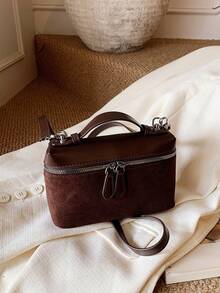 Fashionable Women's Elegant Handbag, Minimalist Solid Color Suede Texture, High-Quality Versatile Tote Bag Suitable For Outings, Shopping, Dates And More