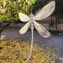 1pc Luxury Crystal Dragonfly Garden Suncatcher - Decorative Metal Wings Hanging Prism, Gemstone Inlaid, Plastic Material, Wall Mounted, No Electricity Needed, Ideal For Garden, Home And Car Decor - Multicolor - View 3