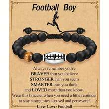 Stainless Steel Football Necklace And Football Bracelet, Suitable As A Gift For Boys, Comes With A Blessing Card, Ideal Choice For Son, Good Friend, Brother, Partner