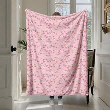 1 pieza Manta de franela con tema floral rosa, lavable a máquina, suave y cómoda, manta de lana ligera, decoración del hogar, adecuada para todas las estaciones, regalo para amigos, adecuada para sofás, camas, coches, oficinas, campamentos, viajes, al aire libre, adecuada para regalar a familiares y amigos. El regalo perfecto para hijos, hijas, abuelas, abuelos, padres, madres, tíos y tías, perfecto para Halloween, Navidad y Acción de Gracias