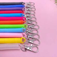 10pcs/2pcs Colorful Retractable Spring Coil Keychain, Back To School ID Card Key Chain, Phone Case Lanyard, Safety Keyring, Referee Whistle With Stretchy Coil Wrist Strap, Metal Lobster Clasp, Suitable For Girls, Phone Wallet, Holiday Gifts Christmas Bag Charms Car Accessaries Teacher Friend Sister Gift Ideas