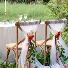 1pc/5pcs/10pcs/20pcs Cheese Cloth Chair Sash, Wedding Aisle Decor Chair Bow Sash Design, Universal Chair Cover Sash For Wedding Reception Party Hotel Event Decoration
