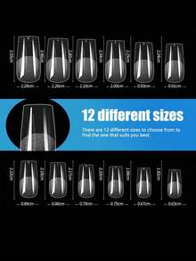 240片预成型杏仁形哑光亚克力美甲贴纸，全覆盖凝胶美甲贴纸，方形透明凝胶按压式假指甲，适用于美甲延长和居家DIY美甲