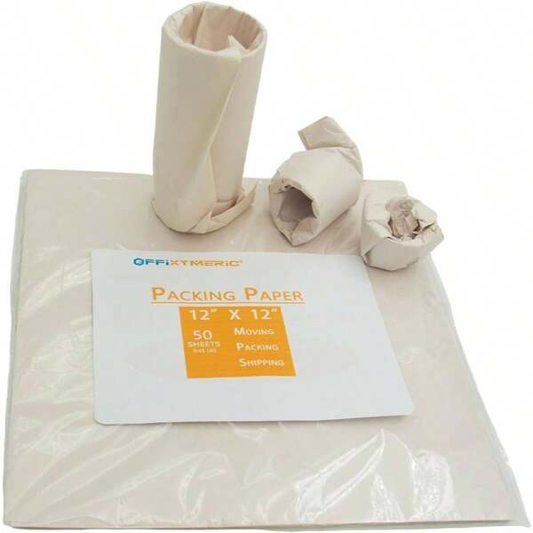 50 Sheets Newsprint Packing Paper Moving - 12x12 Unbleached Fragile Item Protector 4.5lb Bulk Wrapping Paper, Non - Scratch Box Filler Friendly, No Wax