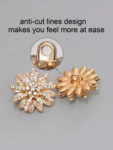 3 Stücke glänzende doppelschichtige Strass-Blumen Metallknöpfe, geeignet für Pullover, Mäntel, Jacken, Strickjacken, Anzüge, Kleider als dekorative Knöpfe