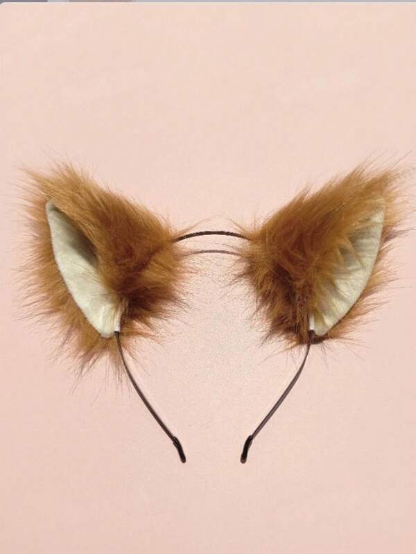 1PC Cat Ears,Wolf Ears,Clawdeen Wolf,Caramel Cat Ear Headband Perfect For Parties Cute Cat Ears Headband Ideal For Halloween Cosplay Costume Accessories Fashionable Cat Ears Headband For Women Stylish Cat Ear Headband,Flapper,Wolf Costume,Cheetah Ears,