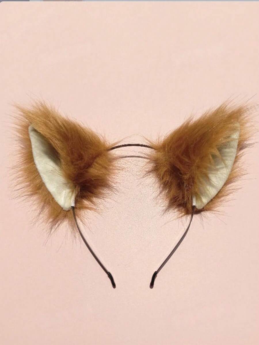 1PC Cat Ears,Wolf Ears,Clawdeen Wolf,Caramel Cat Ear Headband Perfect For Parties Cute Cat Ears Headband Ideal For Halloween Cosplay Costume Accessories Fashionable Cat Ears Headband For Women Stylish Cat Ear Headband,Flapper,Wolf Costume,Cheetah Ears, - Coffee - View 1