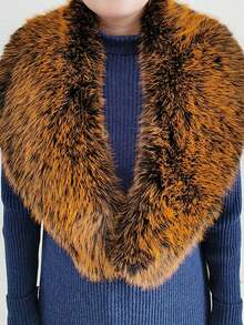 1. Faux Fur Collar & Cuff Set, Warm Faux Fur Scarf, Fluffy Oversized Furry Shawl Wrap For Women In Winter, Suitable For Dresses, Christmas Decoration - Multicolor - View 18