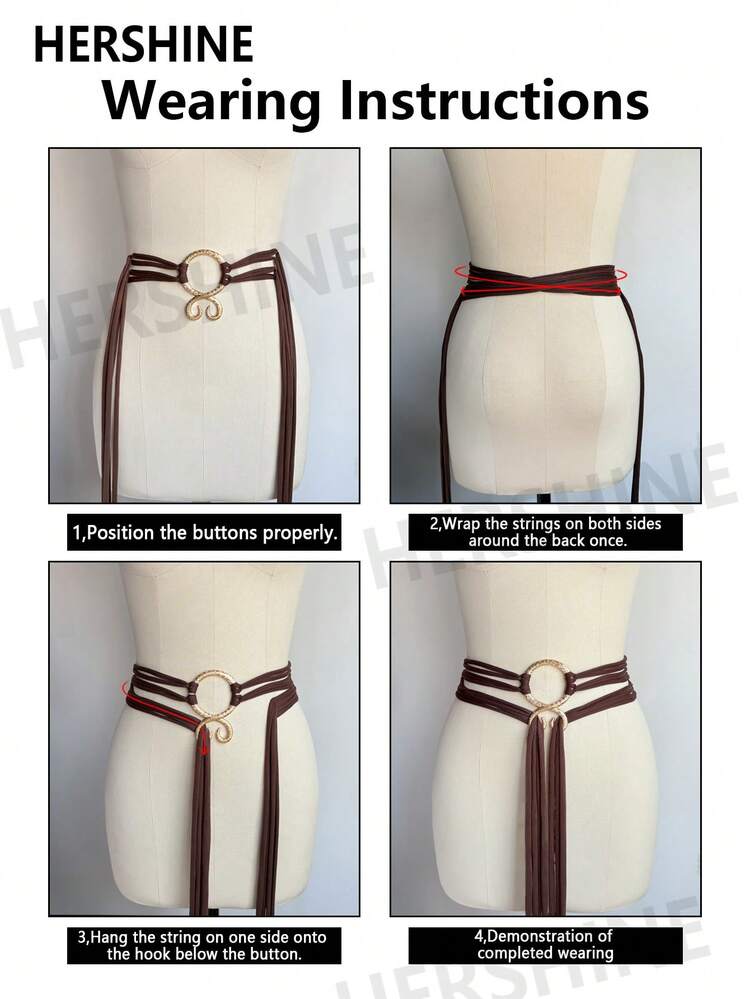 Hershine 1 件女式维京风格腰带绳领带，休闲优雅女式腰绳维京护身符绳领带，复古乡村音乐会时尚配饰腰饰领带，Simia 风格，多功能设计适合所有季节的日常通勤穿着，秋冬配饰，圣诞节和万圣节服装配饰，连衣裙，毛衣和外套装饰 - 維京腰繩 - 查看 3