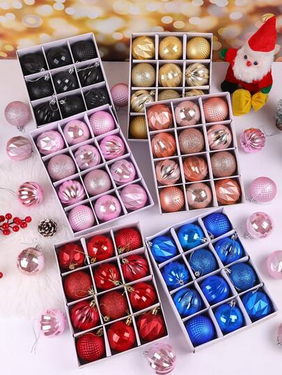 12pcs, 6cm Christmas Party Ornament Balls, Painted Balls, Plastic Christmas Balls, Christmas Hanging Balls, Christmas Balls, Christmas Hanging Decorative Balls, Christmas Ball Decorations, Suitable For Christmas Tree Scene Decoration Home Decor Christmas Decorations Room Decor Winter
