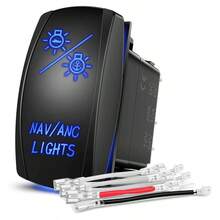 NAVANC Rocker Switch 7Pin Navigation Anchor Lights Toggle Switch On Off On DPDT Laser Etched Switch 12V 24V Jumper Wires ARB Carling NARVA Style Marine Boat Ship Vessel, 2 Years Warranty - LUCES DE NAV/ANC - Ver 1