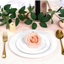 50/25/7/1pc White Solid Color Plates, Food Trays, Fruit Salad Plates, Dinner Plates, Dishwasher Reusable Salad Tableware, Suitable For Wedding Decor, Christmas Decor, Birthday Party, Family Gathering, Outdoor Team Building, School, Restaurant And Kitchen Party Supplies, Household & School Seasonal Gifts