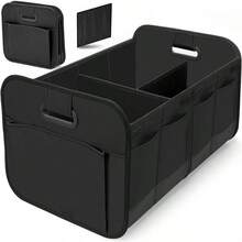 Organizador para Maletero de Auto, Plegable Organizador de Cajuela para auto con Asas Reforzadas, Gran Capacidad, Impermeable,últiples Compartimentos para todoterreno,coche,SUV (Negro) - Negro - Ver 10