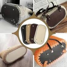 Nitade PU-läderkorgbottnar för virkad DIY-handväska Axelremsväskor - Rund botten med hål för enkel vävning - Ofodrad, enfärgad, kantmålad, utan stängning Tillbehör för hantverk