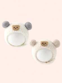 婴儿熊耳帽，毛绒冬季帽子，适合男婴和女婴