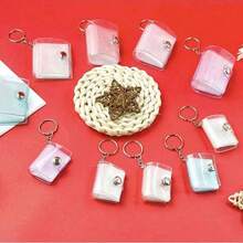 16 件 1 英寸闪光白色迷你相册钥匙扣，简约优雅学生证/卡夹相册 - 無色 - 查看 8